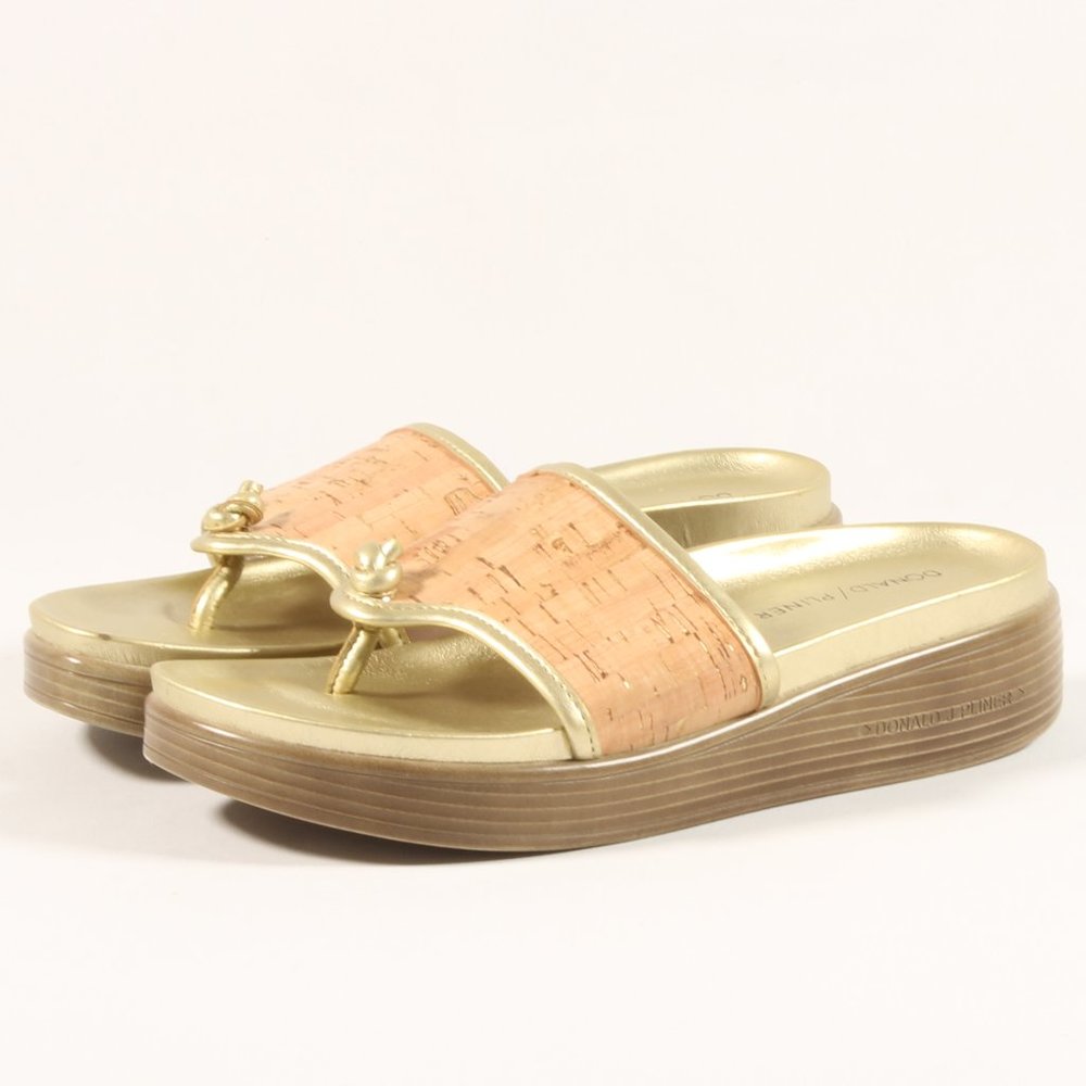 Donald J. Pliner Thong Platform Sandals Gold Cork